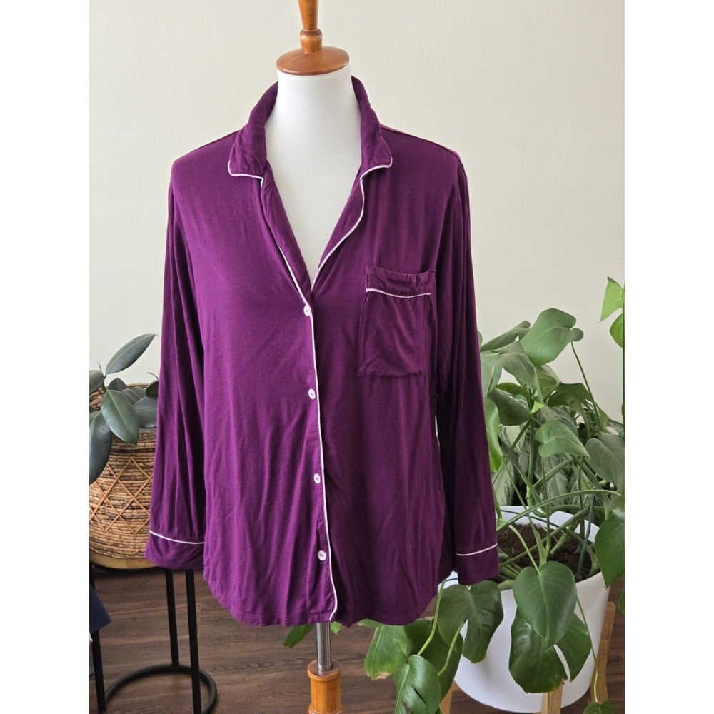 Eberjey TENCEL Modal Long Sleeve Pajama Top Purple Mauve Size Small Cozy Lounge